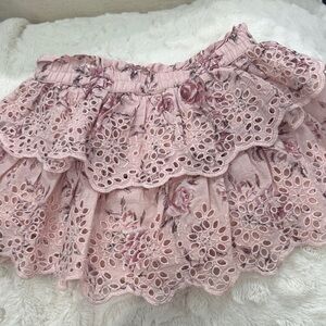 LoveShackFancy Pink Floral Lace Skort